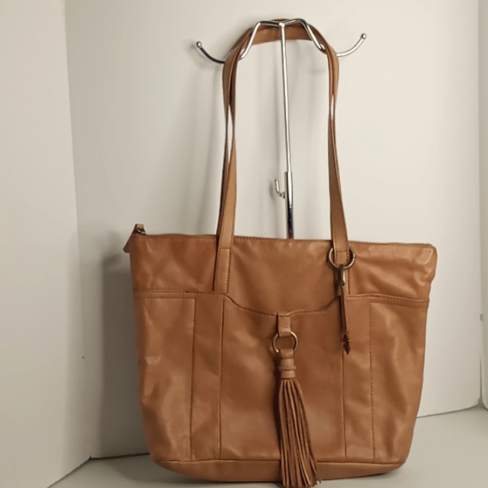 Lucky Brand Leather Shoulder/Tote/Hobo Bag w/ Double Straps - Cognac Tan